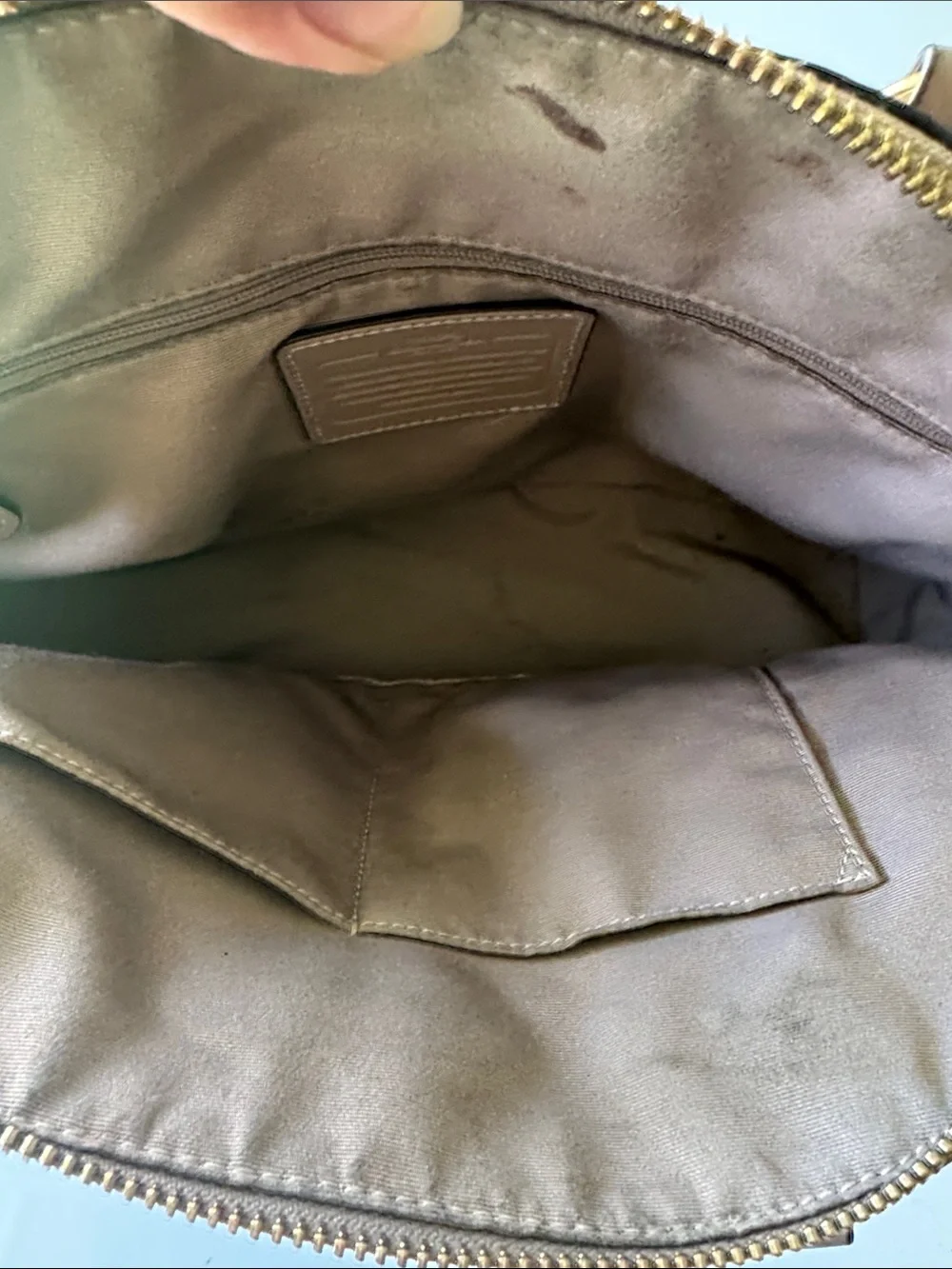 Coach Metallic Taupe Signature Dome Satchel